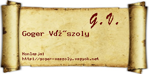 Goger Vászoly névjegykártya